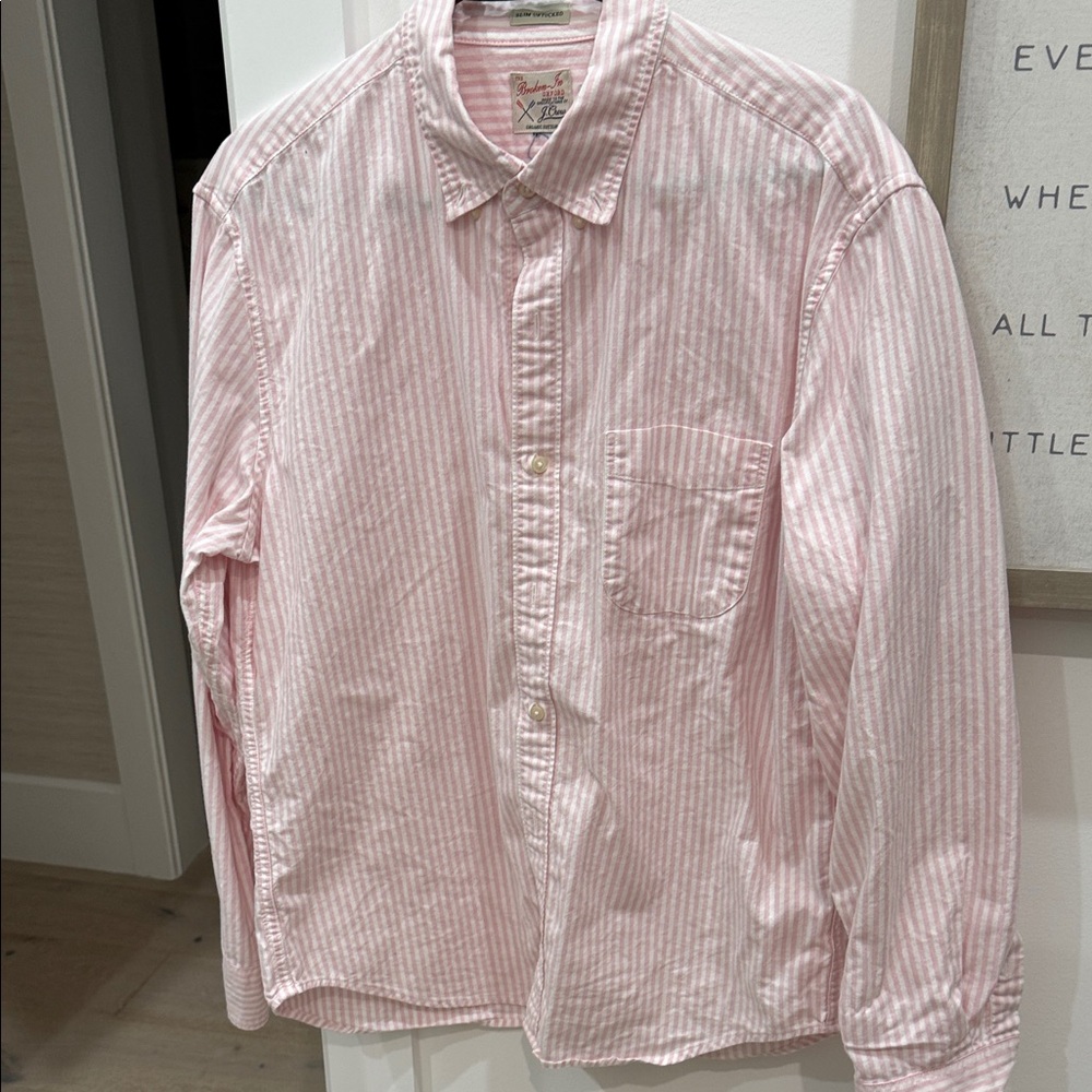 J. Crew Light Pink and White Striped Button-Down Shirt
